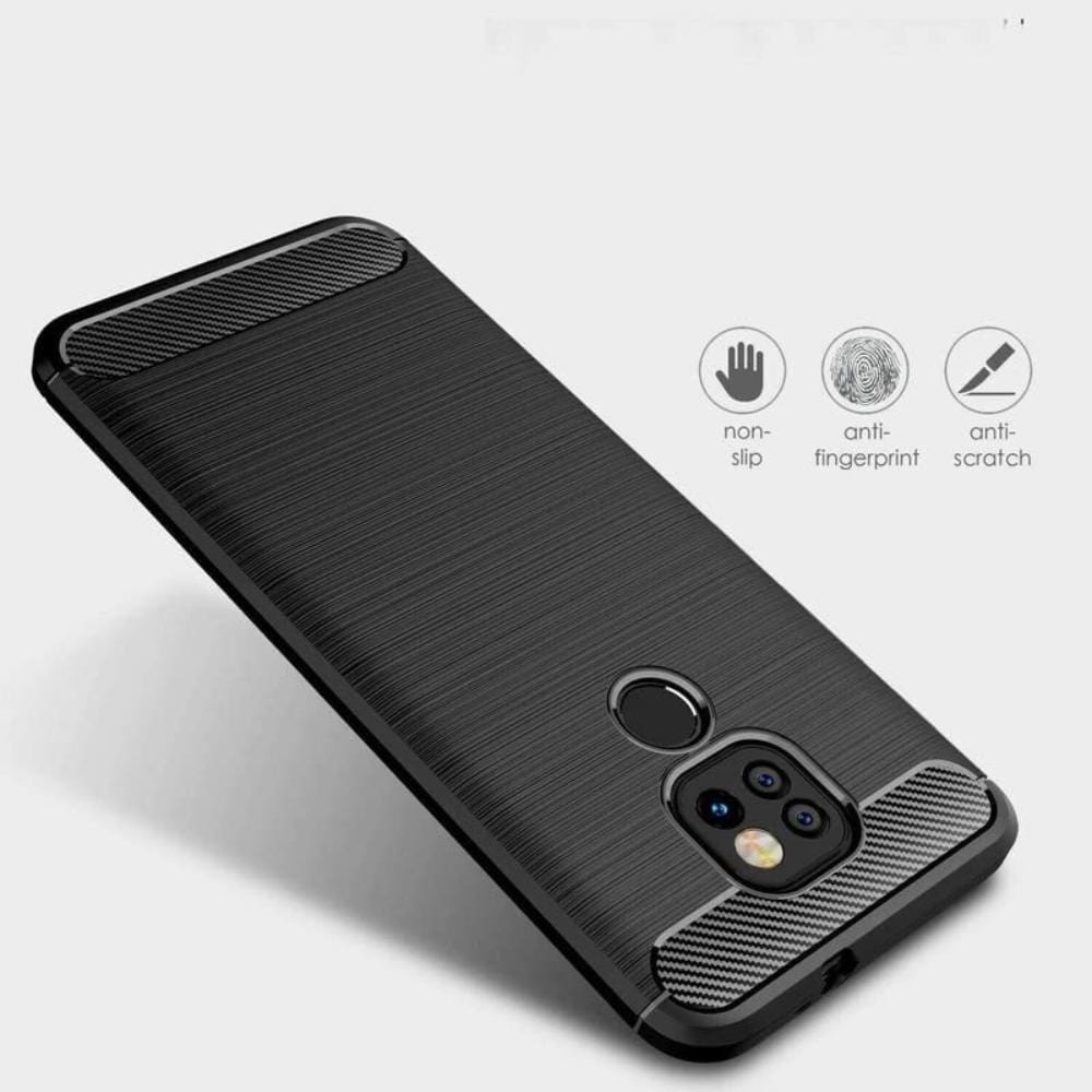 Thin Carbon Fiber Phone Case for Moto E7 Plus Back Cover Black Onezeros.in