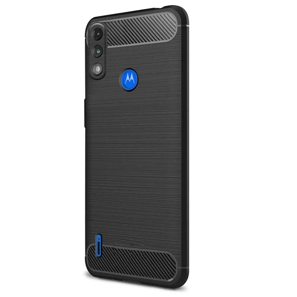 Thin Carbon Fiber Phone Case for Moto E7 Power Back Cover Black Onezeros.in