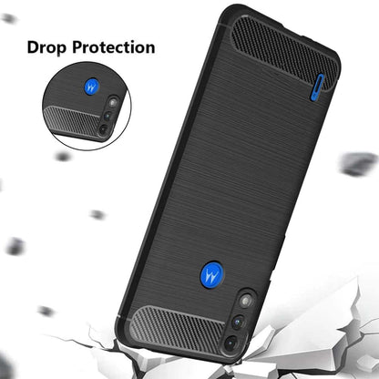 Thin Carbon Fiber Phone Case for Moto E7 Power Back Cover Black Onezeros.in