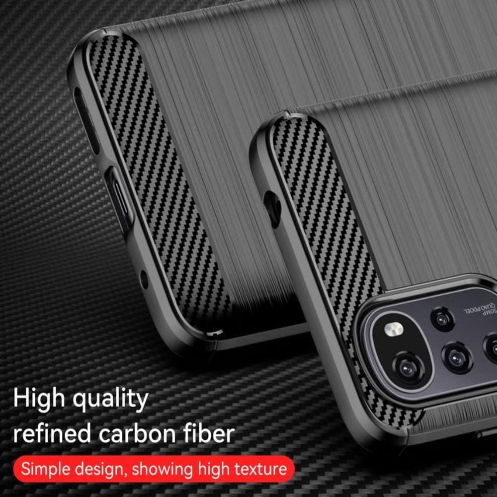 Thin Carbon Fiber Phone Case for Moto G22 Back Cover Black Onezeros.in