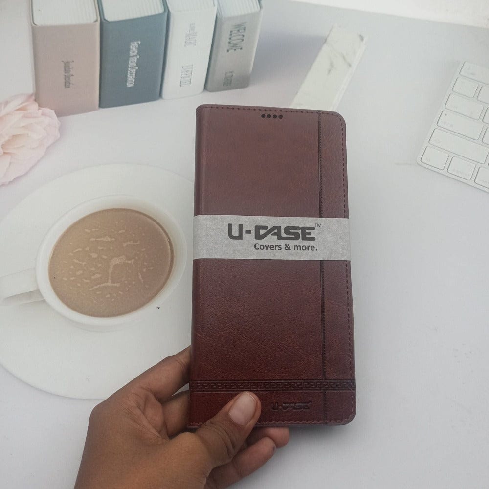 U-Case Leather Flip Cover For Realme 8 Brown Onezeros.in