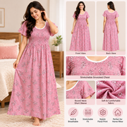 Veni's floral nighty with round neck and short sleeves