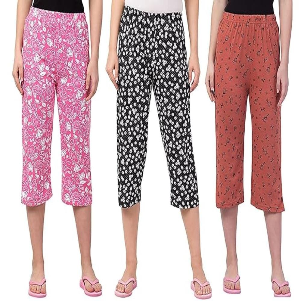 Women's Cotton Printed Nightwear Capris Nightwear Onezeros.in