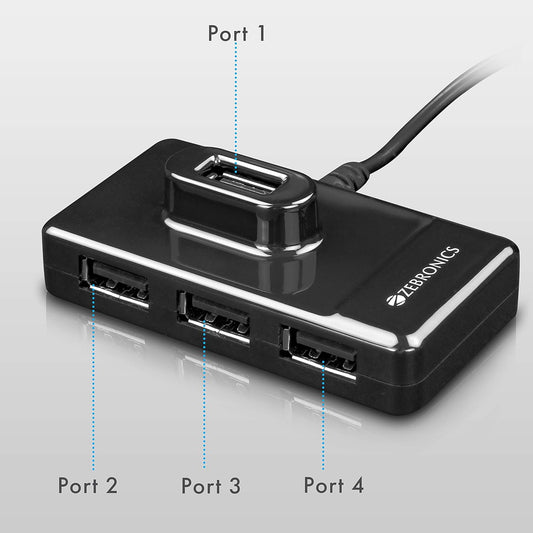 ZEBRONICS Zeb-100HB 4 Ports USB Hub for Laptop, Computers Onezeros.in