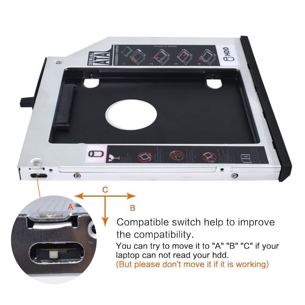 2nd Hard Drive SSD HDD Hard Drive Enclosures & Mounts Tray Onezeros.in