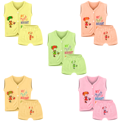 Boy's Sleveless T Shirt & Shorts Set (5 Pieces T-Shirt & Shorts Set) Onezeros.in