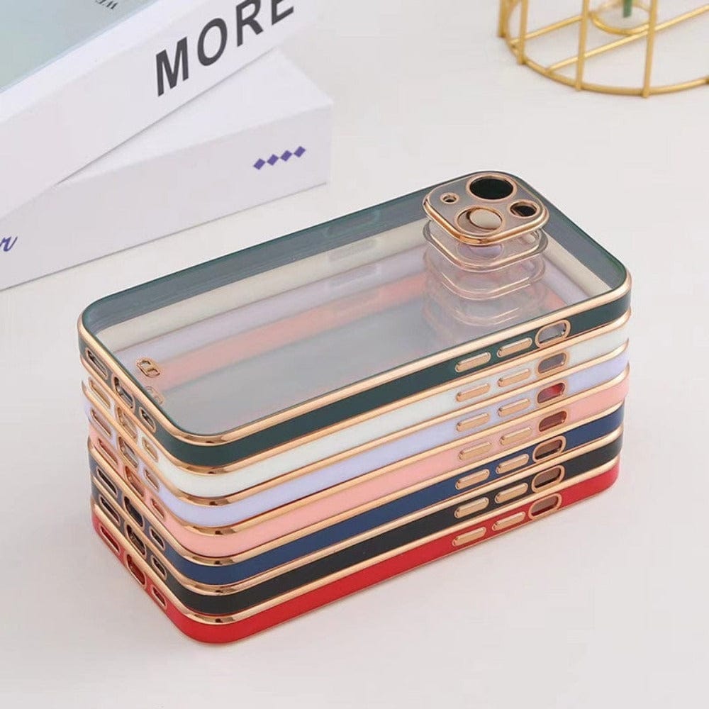 Electroplated Transparent Clear Frame Phone Case For Reno 7 Pro 5G Black Onezeros.in