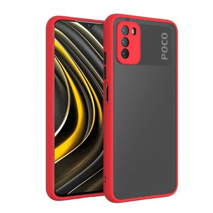 Frosted Smoke Cover for POCO M3 Camera Protection Phone Case Red Onezeros.in