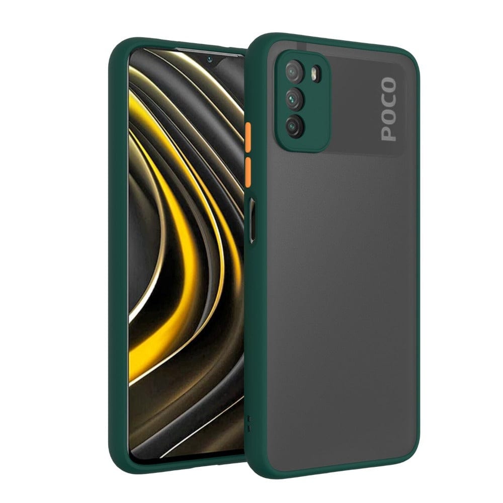 Frosted Smoke Cover for POCO M3 Camera Protection Phone Case Dark Green Onezeros.in