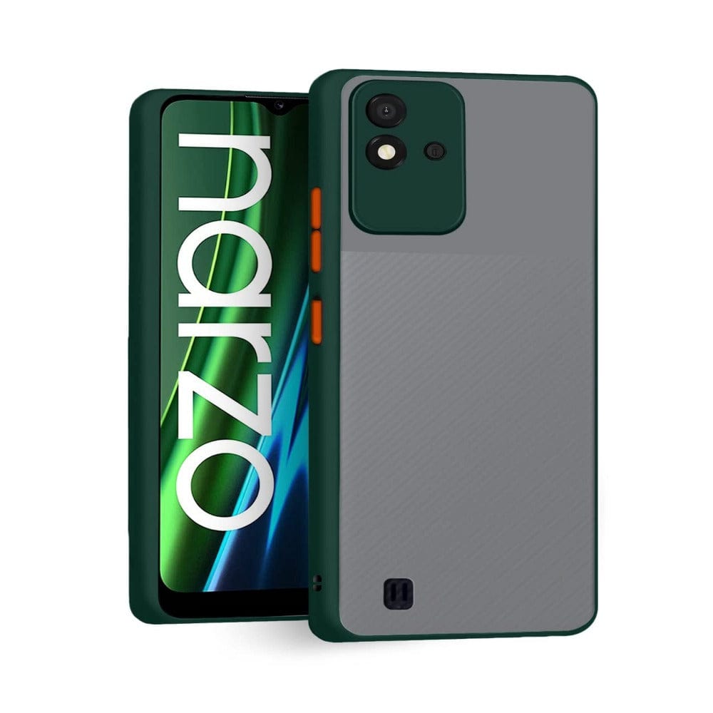 Frosted Smoke Cover for Realme Narzo 50i Camera Protection Phone Case Dark Green Onezeros.in