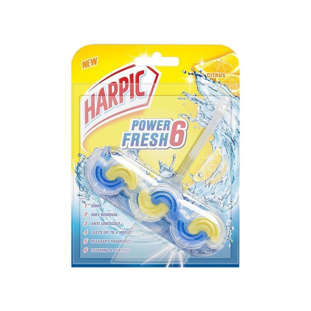 Harpic Power Fresh 6 Toilet Rim Block - Citrus, 39 gm 39 gms Harpic