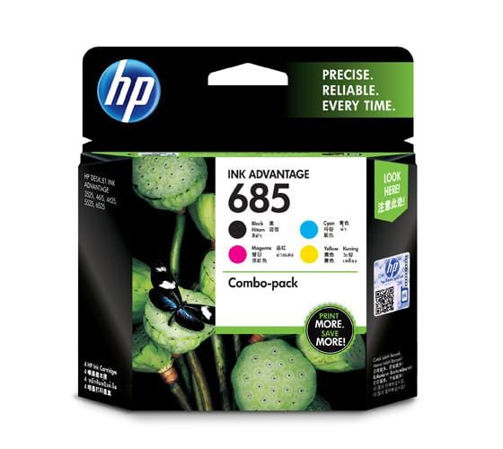 HP 685 Combo 4-pack Black Cyan Magenta Yellow Cartridges HP