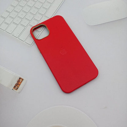 Leather Texture Phone Case for iPhone 11 with Apple Logo Red Onezeros.in