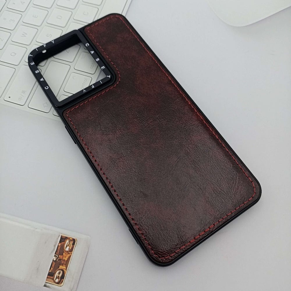 Luxury PU Leather Back Cover Phone Case for OPPO F21 Pro 5G Brown Onezeros.in