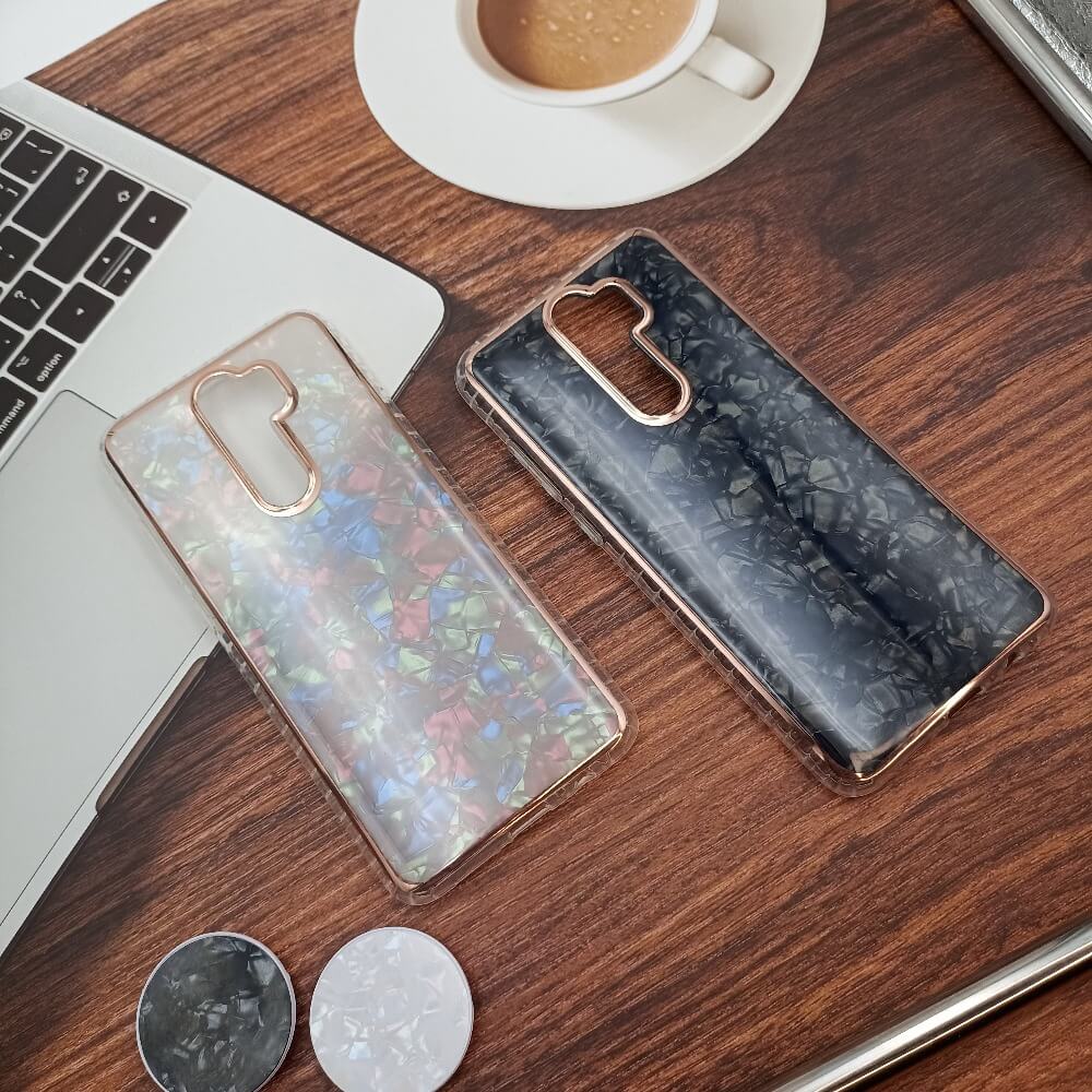 Marble Pattern Back Cover For Redmi Note 8 Pro Phone Case With Pop Up Holder Black Onezeros.in