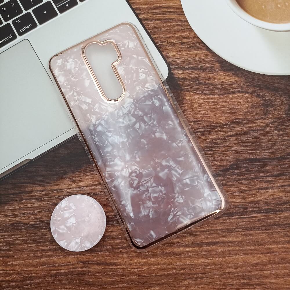 Marble Pattern Back Cover For Redmi Note 8 Pro Phone Case With Pop Up Holder Pink Onezeros.in