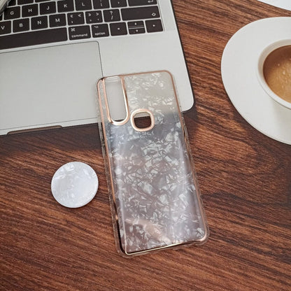 Marble Pattern Back Cover For Vivo V15 Phone Case With Pop Up Holder White Onezeros.in