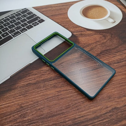 Metal Camera Frame Clear Phone Case for Vivo x80 Pro Back Cover Green Onezeros.in