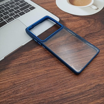 Metal Camera Frame Clear Phone Case for Vivo x80 Pro Back Cover Blue Onezeros.in