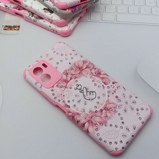 Pink Border Stone Case Mobile Cover for Vivo Y15s/Y01 Onezeros.in