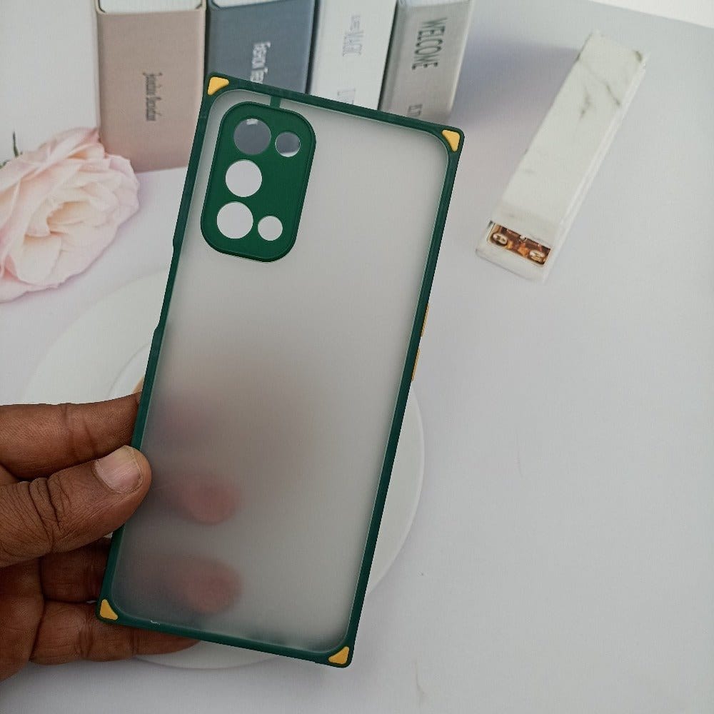 Square Smoke Case for OPPO A74 5G Mobile Back Cover Green Onezeros.in