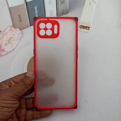 Square Smoke Case for OPPO F17 Pro Mobile Back Cover Red Onezeros.in