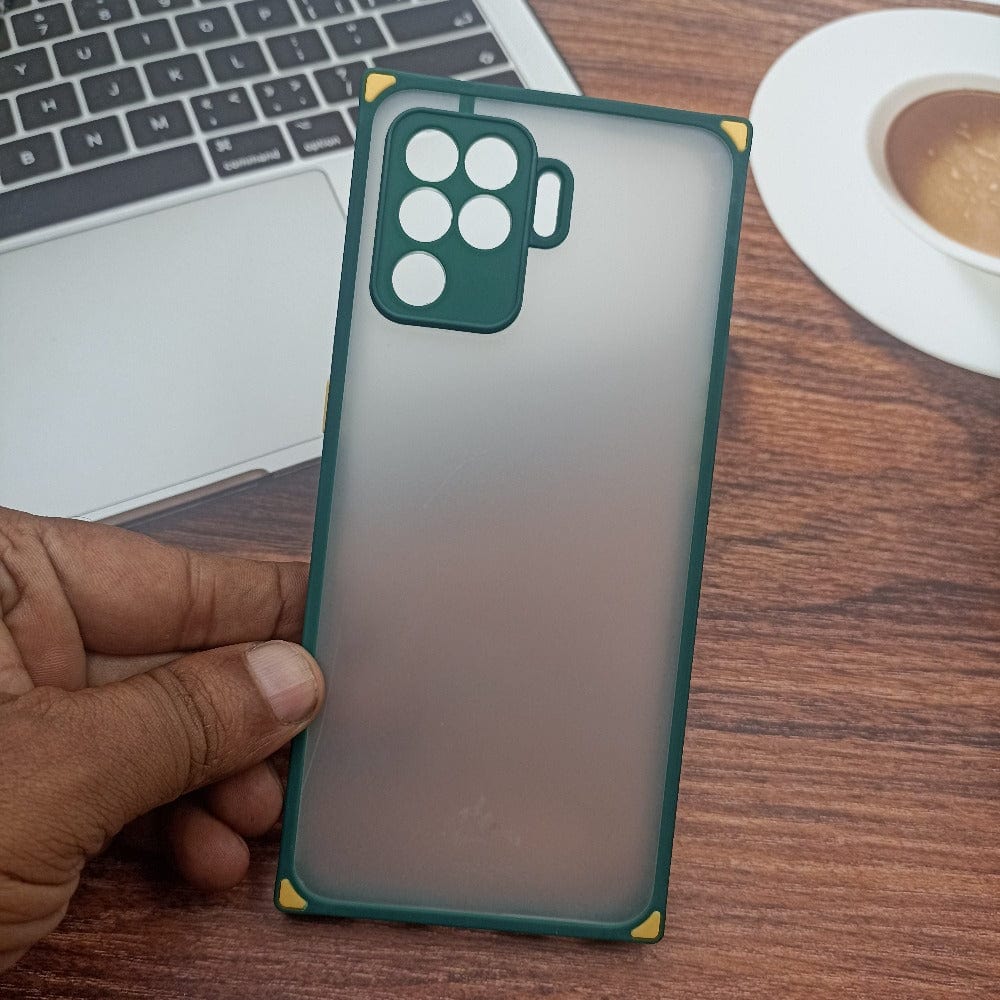 Square Smoke Case for OPPO F19 Pro Back Cover Green Onezeros.in