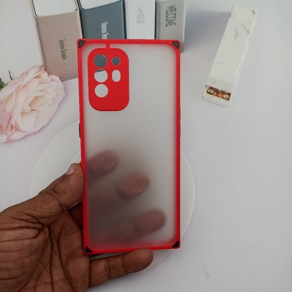 Square Smoke Case for OPPO F19 Pro Plus Mobile Back Cover Red Onezeros.in