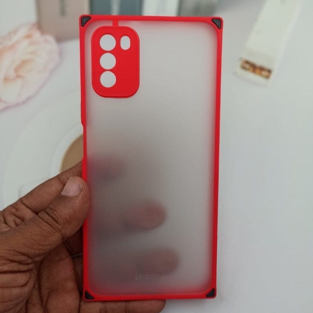 Square Smoke Case for POCO M3 Mobile Back Cover Red Onezeros.in