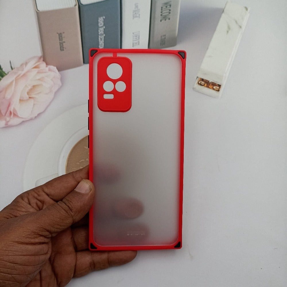 Square Smoke Case for Vivo Y73 Mobile Back Cover Red Onezeros.in