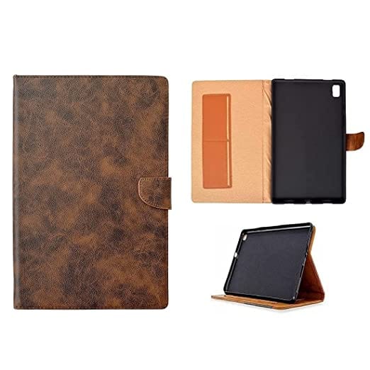 Synthetic Leather Flip Cover for Realme Pad Tab Case Dark Brown Onezeros.in