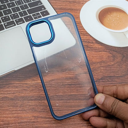 Transparent Design Case For iPhone 13 Electroplating Camera Phone Cover Blue Onezeros.in