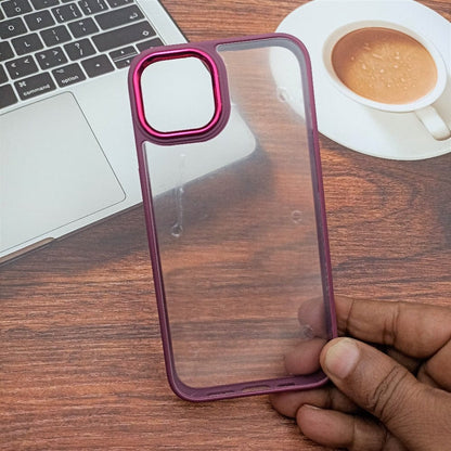 Transparent Design Case For iPhone 13 Electroplating Camera Phone Cover Maroon Onezeros.in