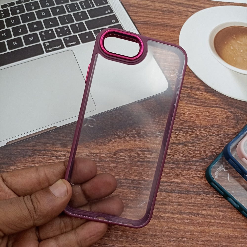 Transparent Design Case For iPhone 6 Electroplating Camera Phone Cover Maroon Onezeros.in