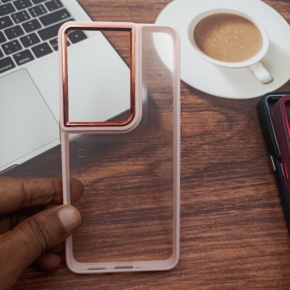 Transparent Design Case For OPPO Reno8 Pro 5G Electroplating Camera Phone Cover Pink Onezeros.in