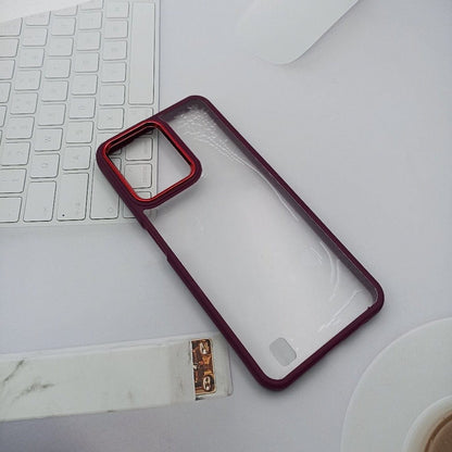 Transparent Design Case For Realme C31 Electroplating Camera Phone Cover Maroon Onezeros.in