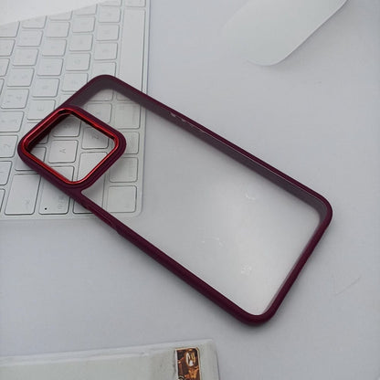 Transparent Design Case For Realme C35 Electroplating Camera Phone Cover Maroon Onezeros.in