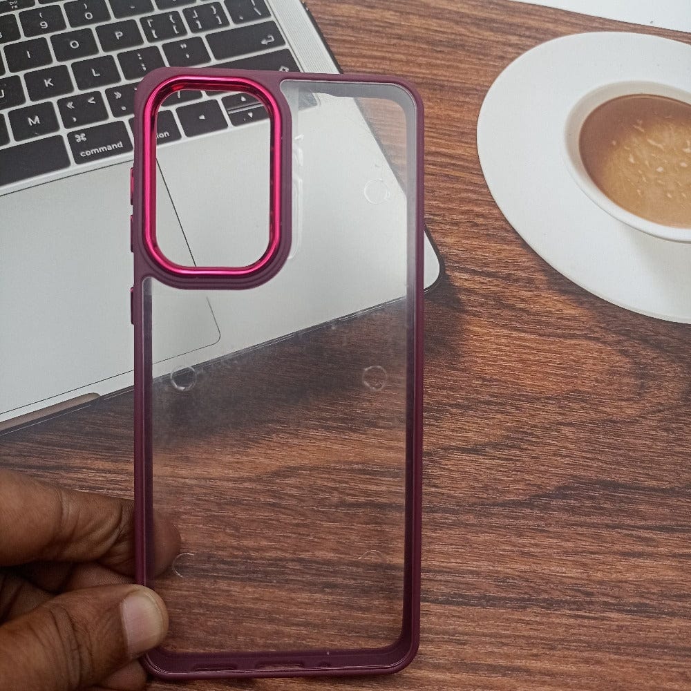 Transparent Design Case For Samsung Galaxy A33 5G Electroplating Camera Phone Cover Maroon Onezeros.in