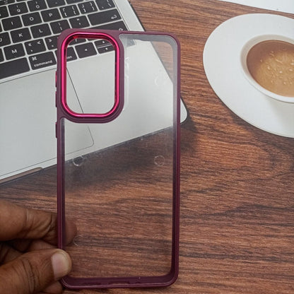 Transparent Design Case For Samsung Galaxy A33 5G Electroplating Camera Phone Cover Maroon Onezeros.in