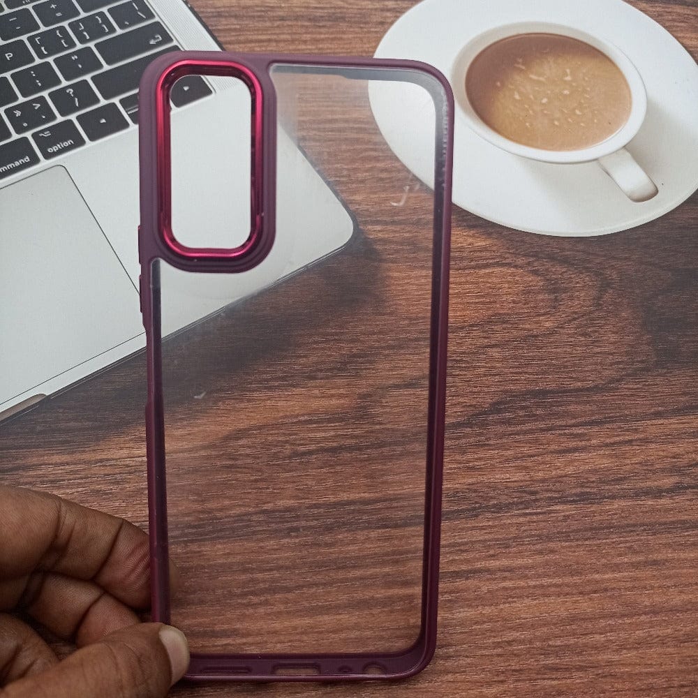 Transparent Design Case For Vivo Y20 Electroplating Camera Phone Cover Maroon Onezeros.in